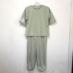 Womens Plus Size Spring Green Lounge Set XL 2 Piece Elastic Waist Casual Outfit